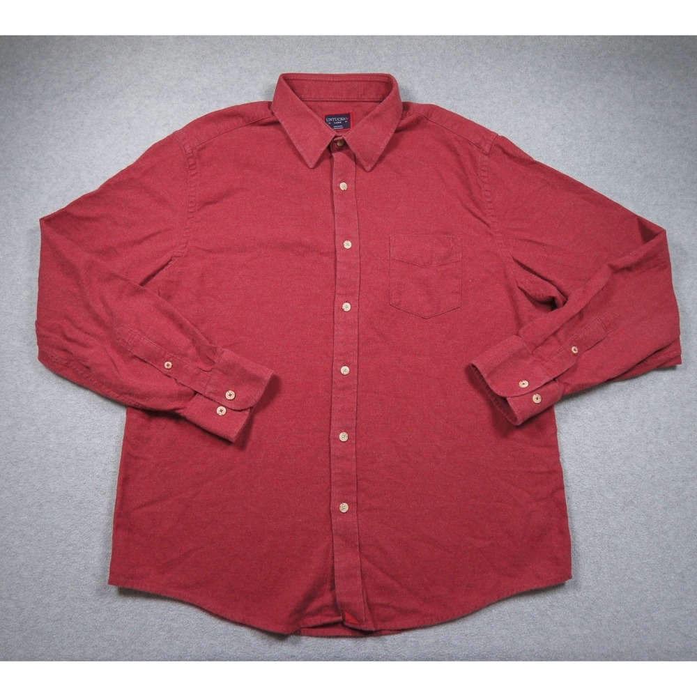 UNTUCKit Shirt Mens Large Red Button Up Long Sleeve Collared Sherwood Adult